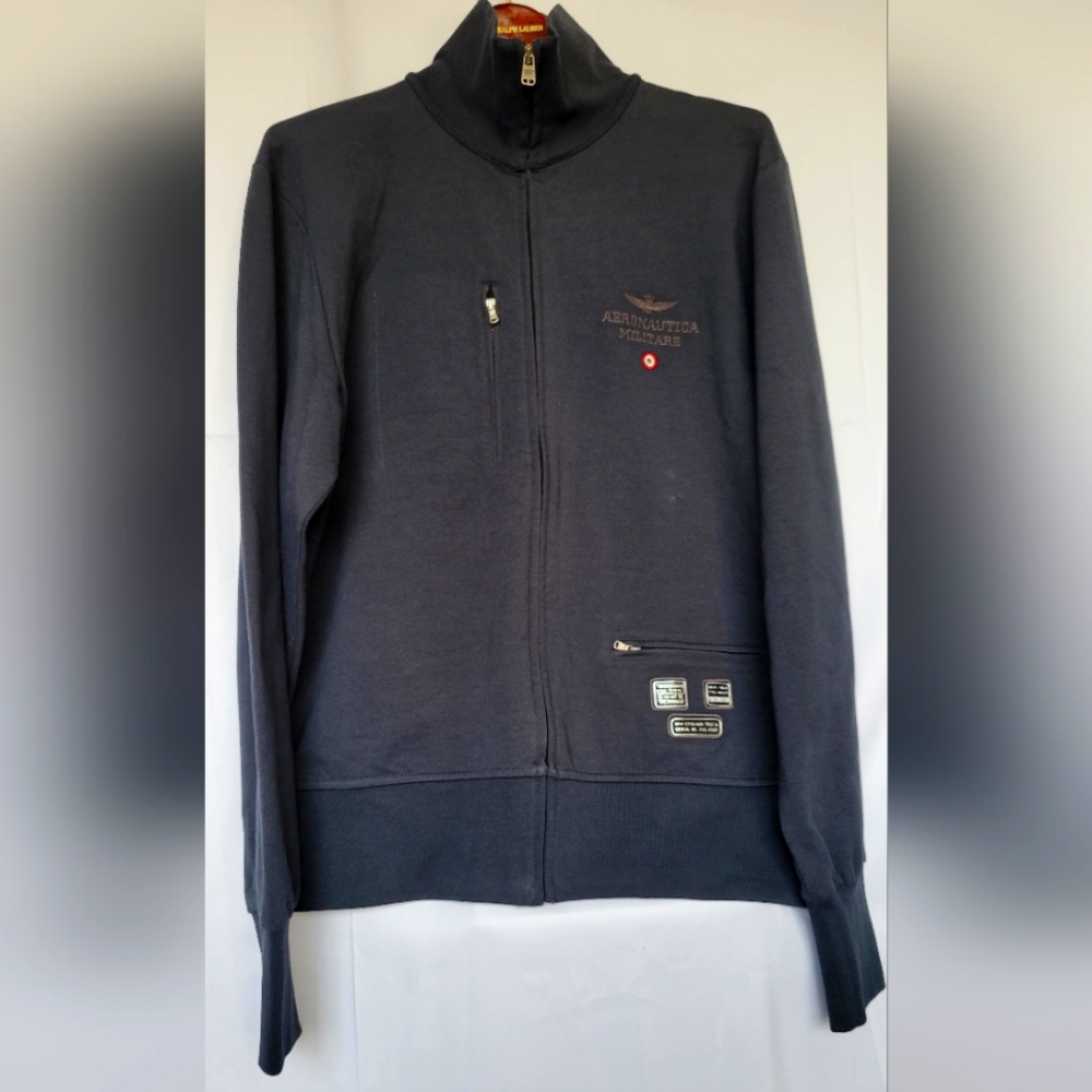 NWOT Aeronautica Militare Men's Sweatshirt Jacket, Size L Navy Grayish